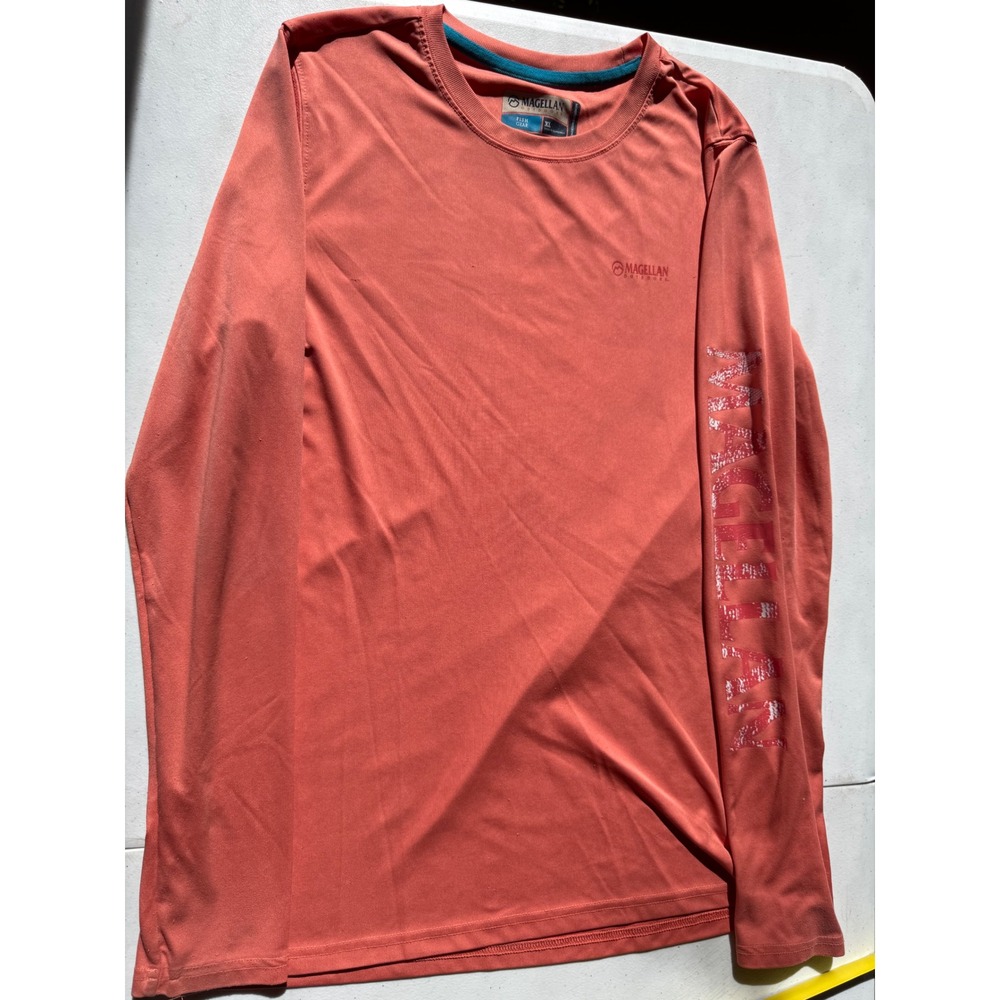 Magellan Outdoors Mens Fish Gear Long Sleeve‎ Performance Shirt Orange XL